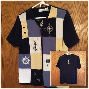 NAUTICAL COLORBLOCK CARDIGAN SWEATER